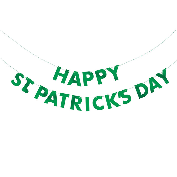 Happy St Patrick's Day Green Foil Letter Banner 10.5ft | 1 ct