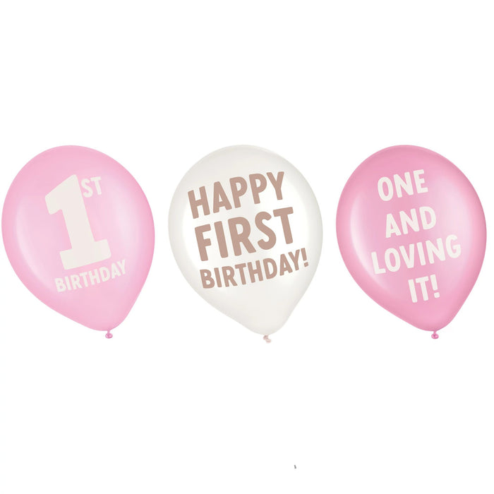 12" Little Miss One-derful First Birthday Latex Balloon Pack | 6 ct