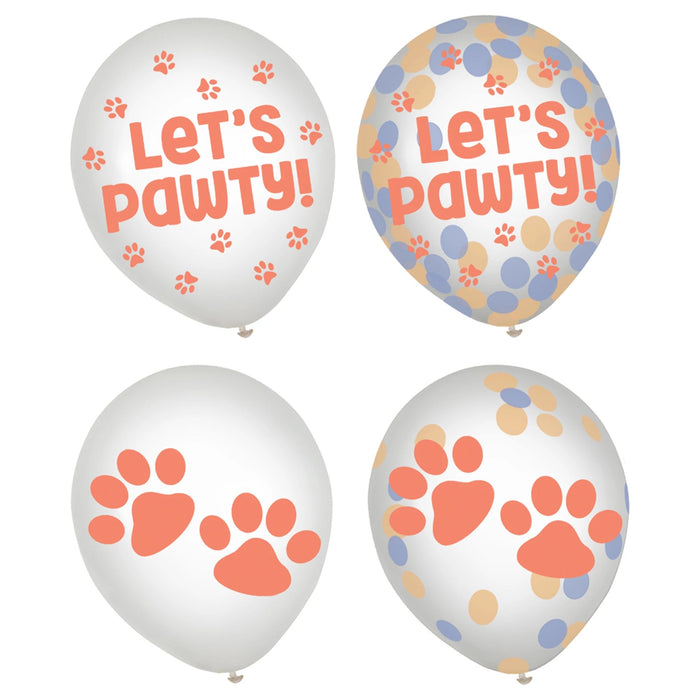 12" Pawsome Party Confetti Latex Balloon Pack | 6 ct