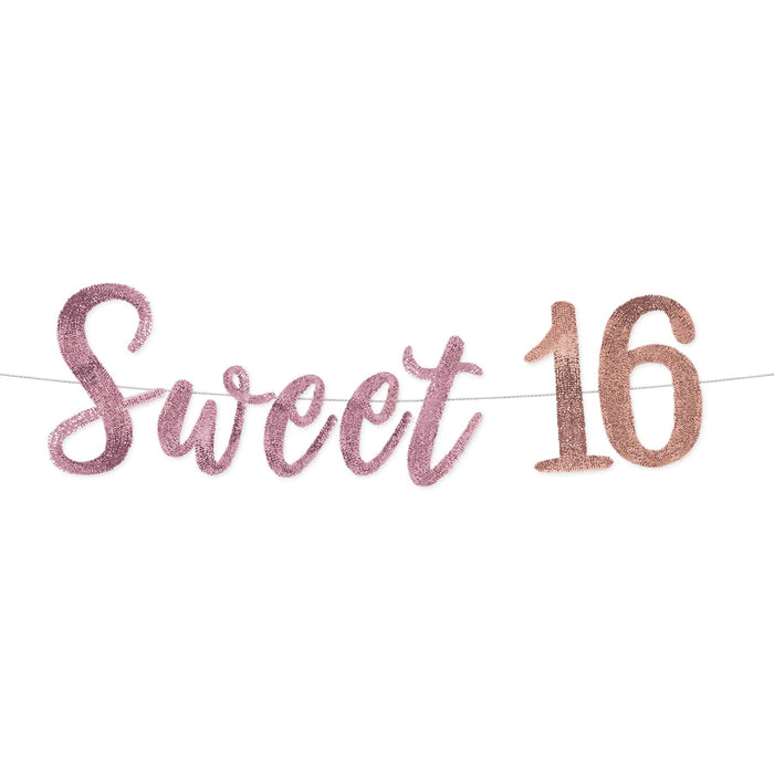 Sweet Sixteen Sequin Banner, 12' x 9" | 1 ct