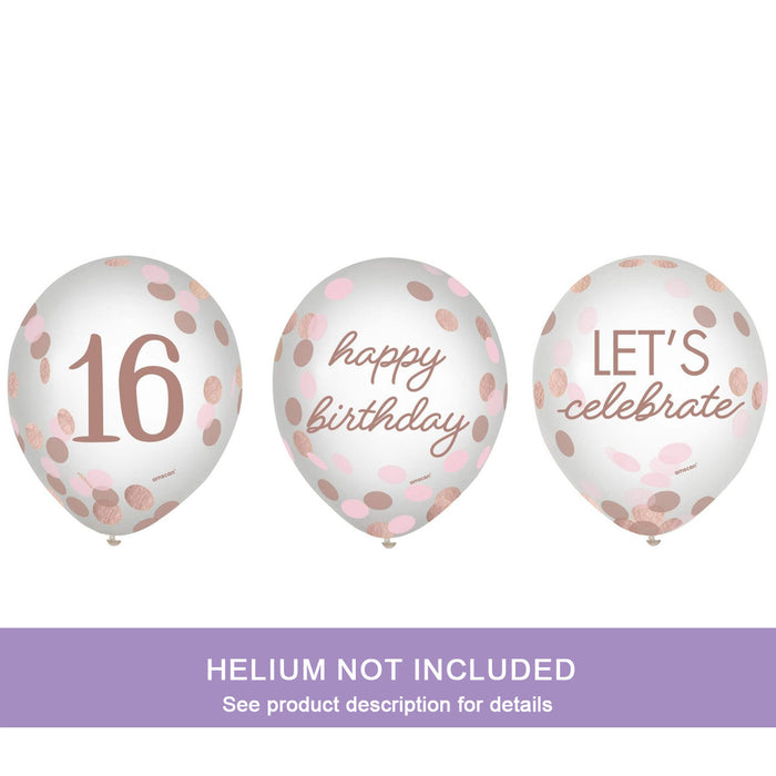 Sweet Sixteen Confetti Balloons, 12" | 6 ct