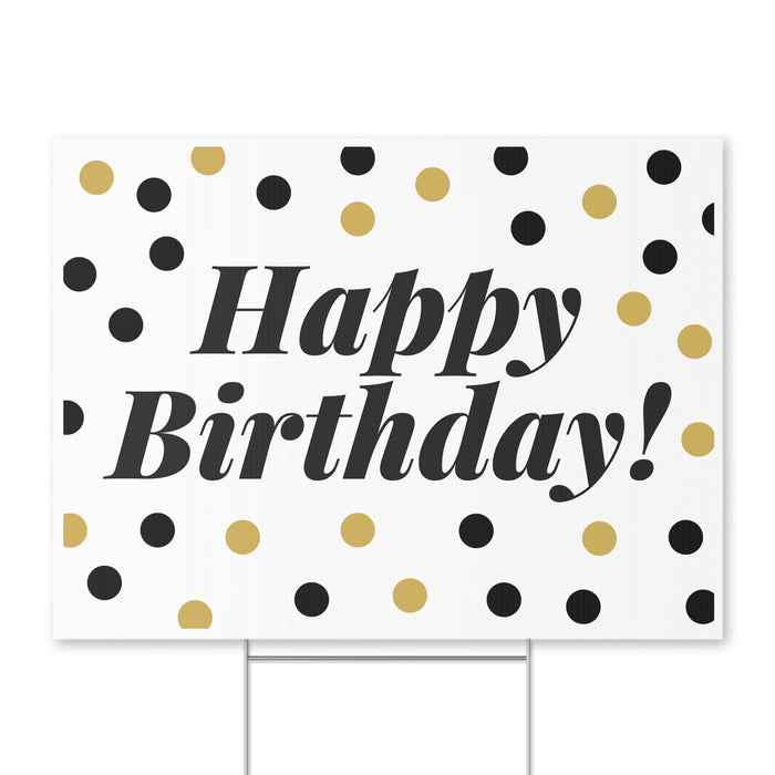 Happy Birthday Gold Dot Yard Sign 24" x 18" | 1 ct