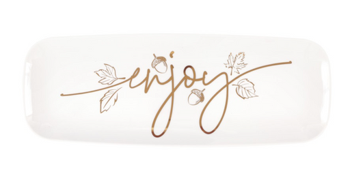 A 17 inch Thanksgiving Elegant "Enjoy" Plastic Serving Tray.