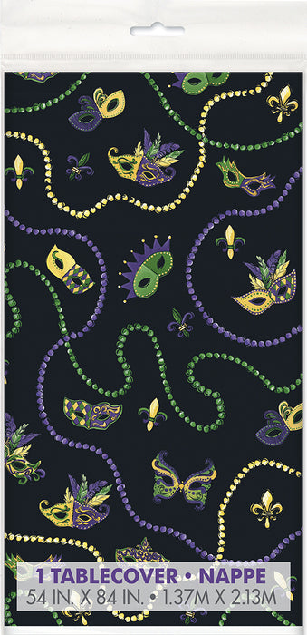 Mardi Gras Beaded Necklace Plastic Tablecover, 54"x84" | 1 ct