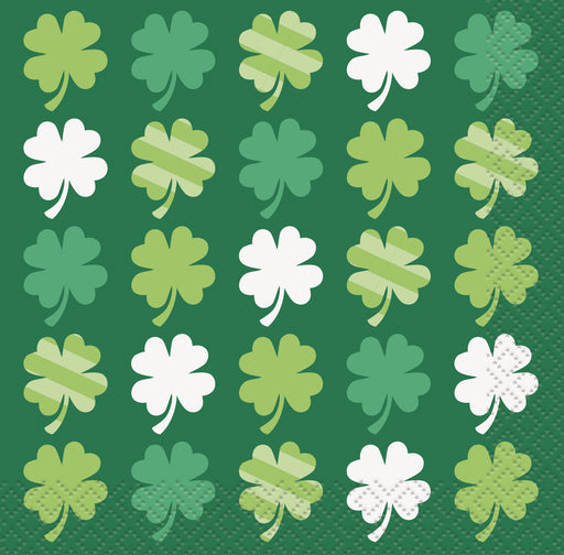 Get lucky this St. Patrick's Day with our Lucky Clover Beverage Napkins! With 16 in a pack, you'll have plenty for all your festive drinks. Keep the party going with these charming and absorbent napkins. Cheers to the luck of the Irish!