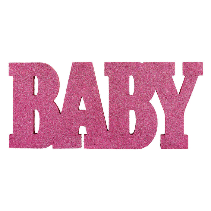 Oh Baby Girl Glitter Pink Baby Sign 8"x18" | 1ct