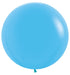 Single inflated 24-inch blue latex balloon