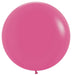 Single inflated 24-inch fuchsia latex balloon