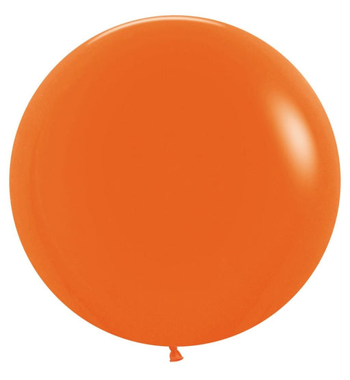 Single inflated 24-inch orange latex balloon