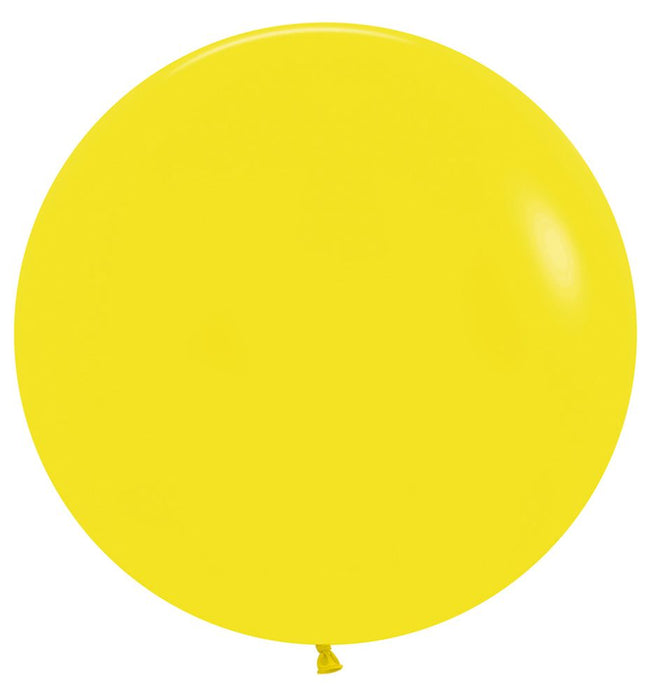 Single inflated 24-inch yellow latex balloon