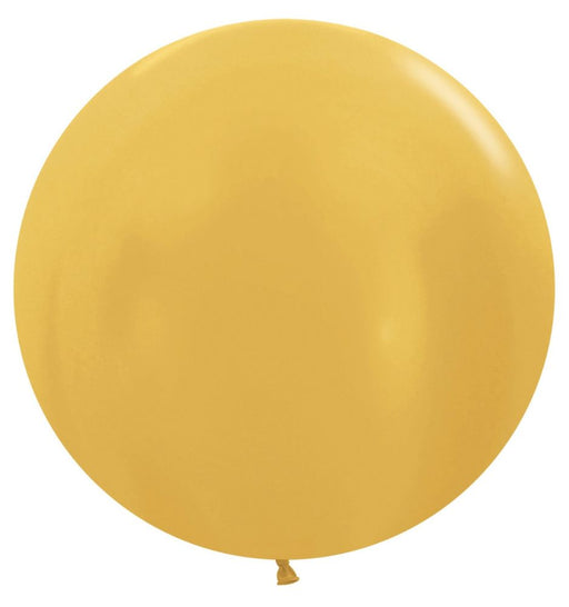 Single inflated 24-inch Metallic Gold color latex balloon