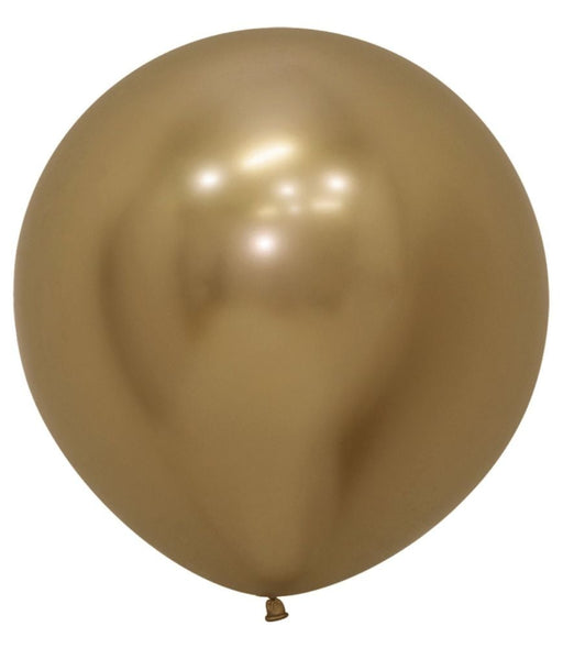 Single inflated 24-inch Reflex Gold color latex balloon