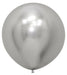 Single inflated 24-inch Reflex Silver latex balloon