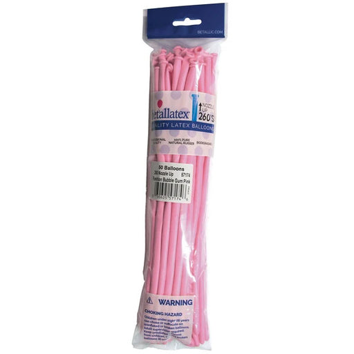 50-count bag of Bubble Gum Pink color 260 latex balloons