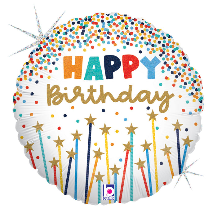 Happy Birthday Star Candles Mylar Balloon, 18"