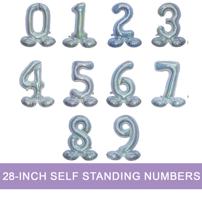 Air Filled Silver Number Self Standing Balloon 28.4" | 1 ct