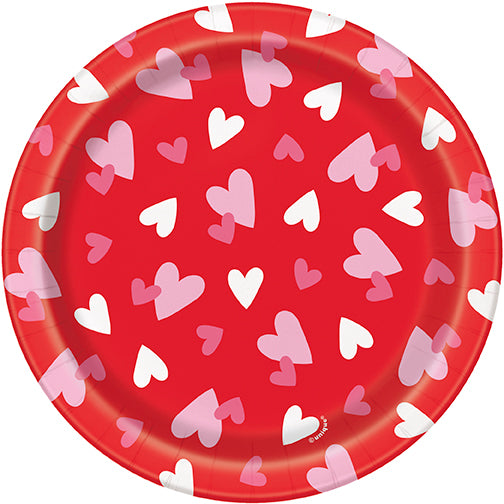 Valentine's Fluttering Hearts Dessert Plates, 7" | 8 ct