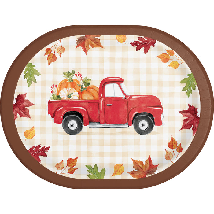 Thanksgiving Hello Harvest Oval Plates 12" | 8 ct