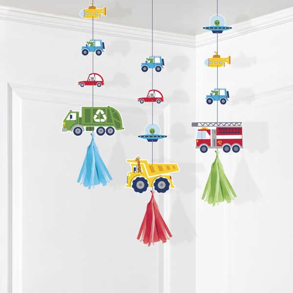 Transportation Time Hanging Decorations | 3 ct