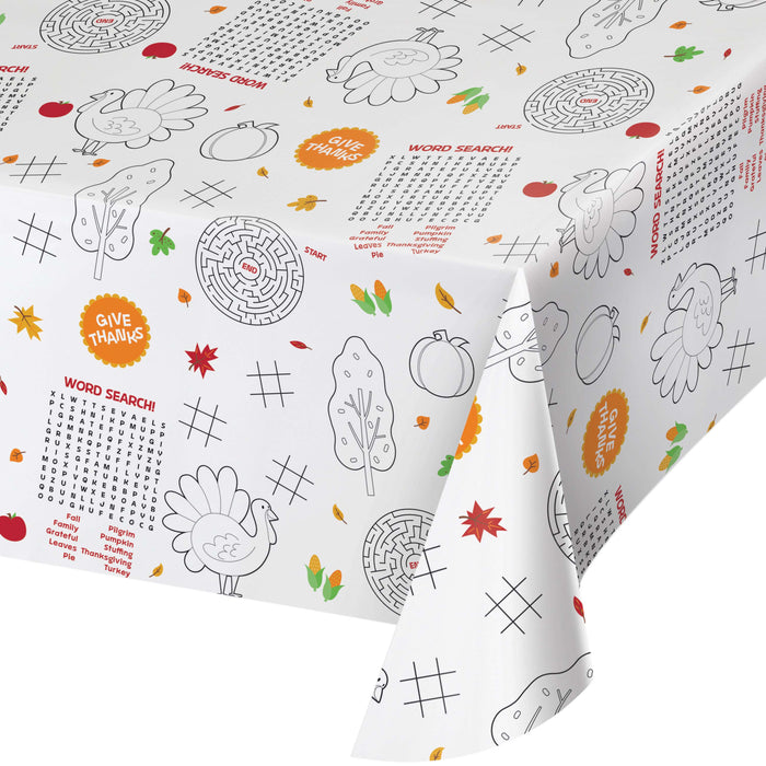 Thanksgiving All Over Print Fall Activity Table Cover 84" x 54" | 1 ct