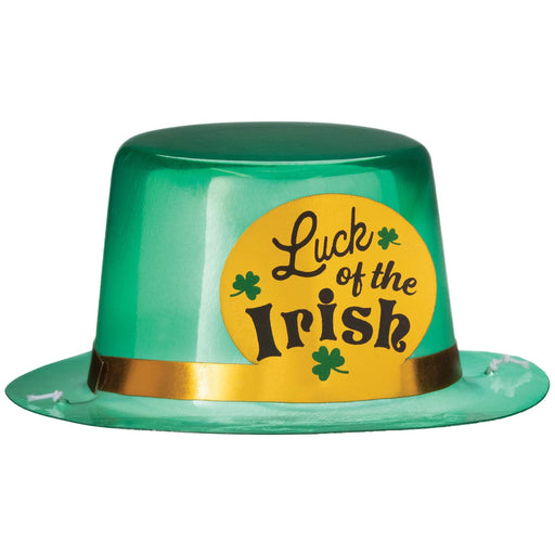 Celebrate St. Patrick's Day in style with our mini plastic top hat! This charming accessory is the perfect addition to any festive outfit. With its vibrant green color and durable plastic material, it's sure to make a statement. Don't miss out on this lucky find!