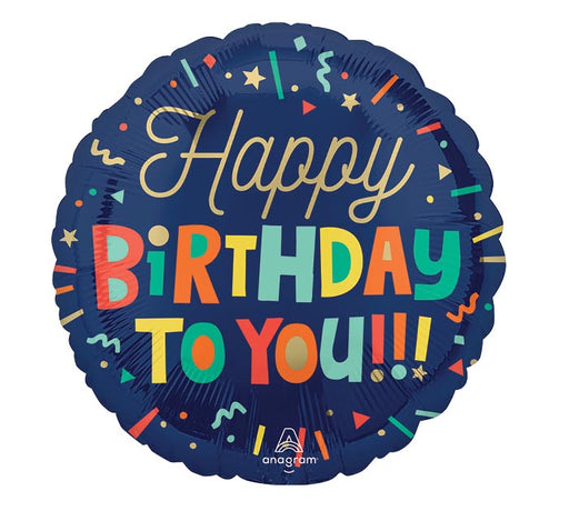 Bright Birthday Blocky Text Mylar Balloon, 18"