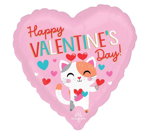 A 18 inch Valentine's Purr-fect Kitty Heart Shaped Mylar Balloon.