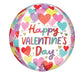 A 16 inch Valentine's Day Hearts On Hearts Orbz Balloon.