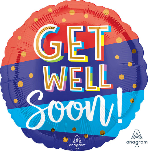 Get Well Soon Bouncy Type Mylar Balloon, 18"