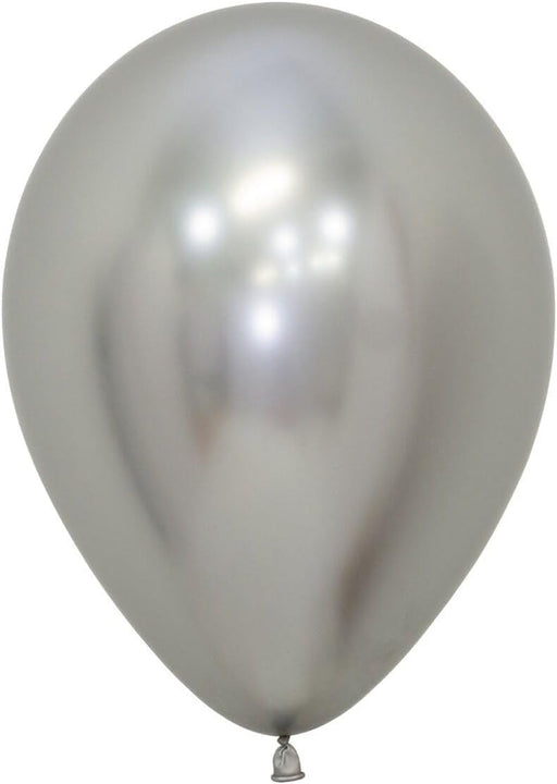 Single inflated 11-inch Reflex Silver color latex balloon