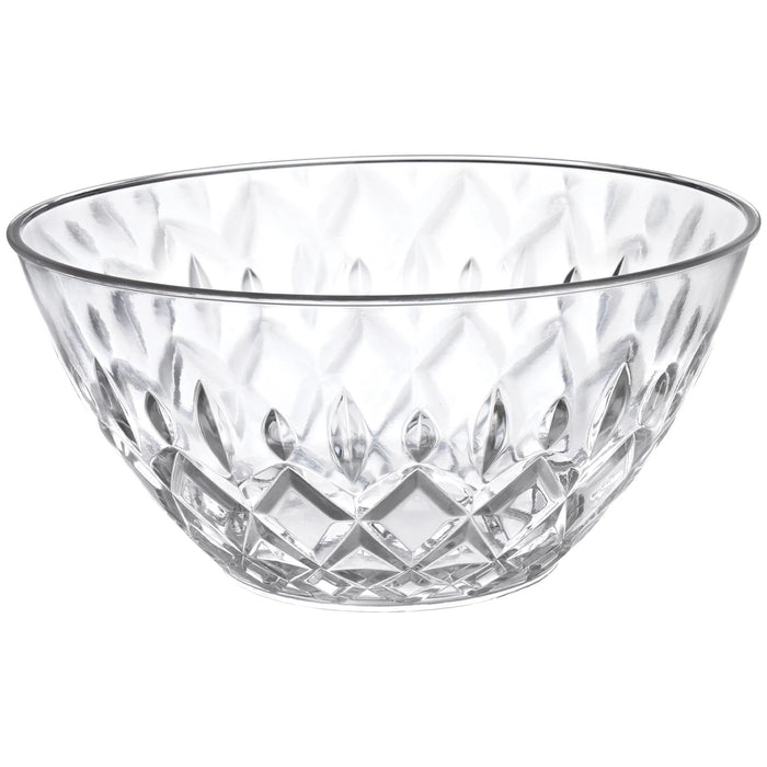 An 11-inch Crystal Cut Acrylic Serving Bowl.