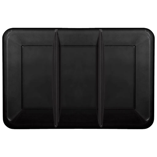 A black 9 inch by 14.2 inch Rectangular Sectional Platter.