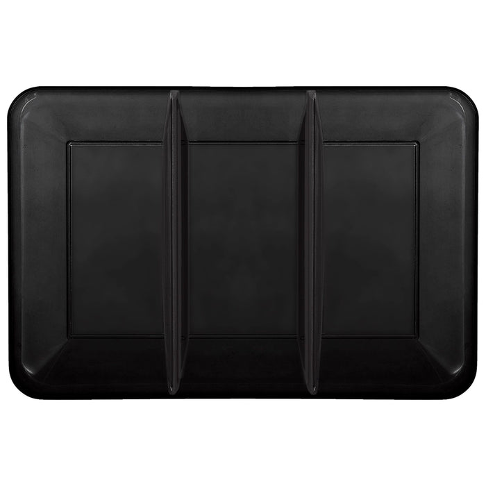 A black 9 inch by 14.2 inch Rectangular Sectional Platter.