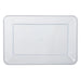 A clear 9" x 14.25" Rectangular Plastic Platter.