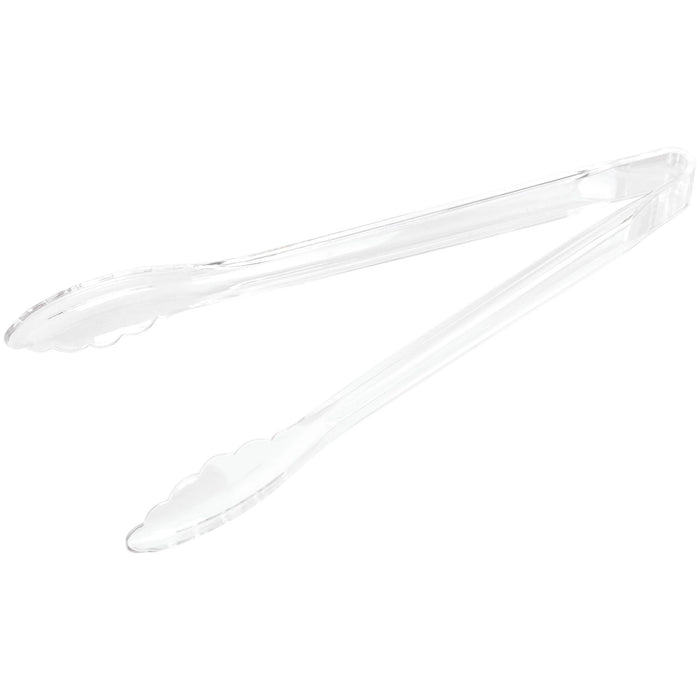 A clear pair of 12 Inch Plastic Tongs.