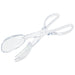 A pair of 11.5-inch Clear Plastic Scissor Tongs.