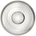 A silver 13.75 inch Round Stainless Steel Chip & Dip Tray.