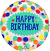 Happy Birthday Dots & Stars Clearz Balloon, 18"