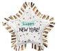 This Happy New Year mylar balloon features a star fringe border and measures 28 inches across. It's a perfect way to add dimension to your festive decorations. Create a stunning party atmosphere!