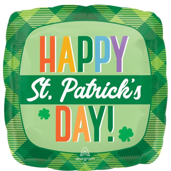 HAPPY ST. PATRICK'S DAY PLAID Mylar Balloon 18" | 1 ct