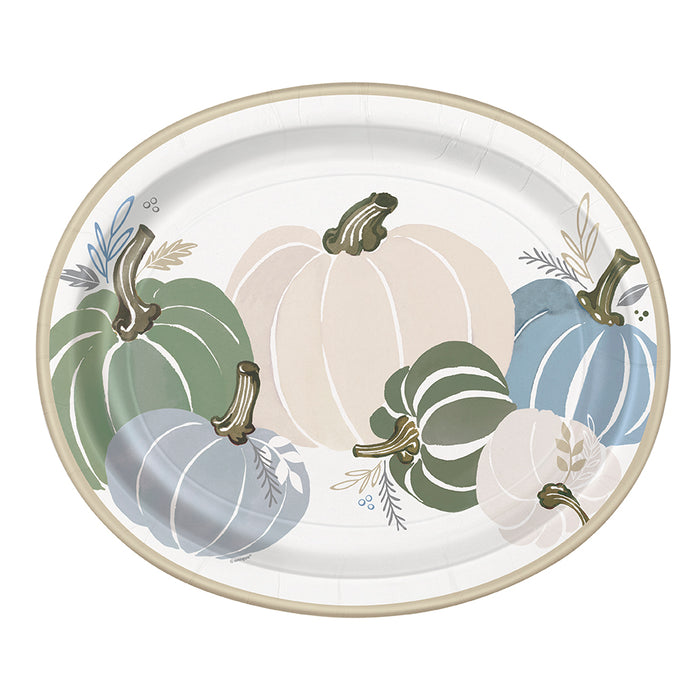 A 12 inch Thanksgiving Modern Pastel Oval Plate.