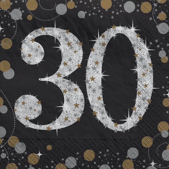 Sparkling Celebration "30" Beverage Napkins | 16 ct