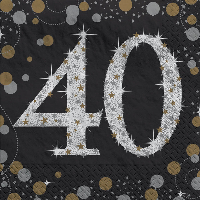 Sparkling Celebration "40" Beverage Napkins | 16 ct