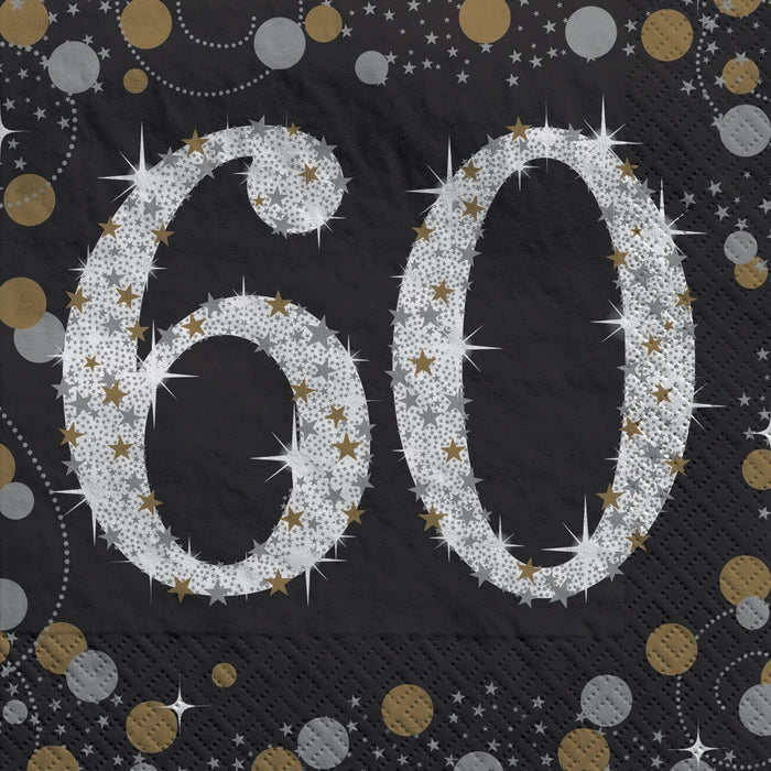 Sparkling Celebration "60" Beverage Napkins | 16 ct