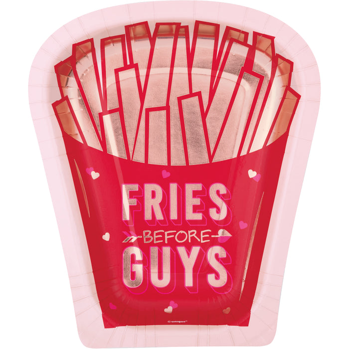 Valentine's Galentine Fries Shaped Plates, 9" | 8 ct