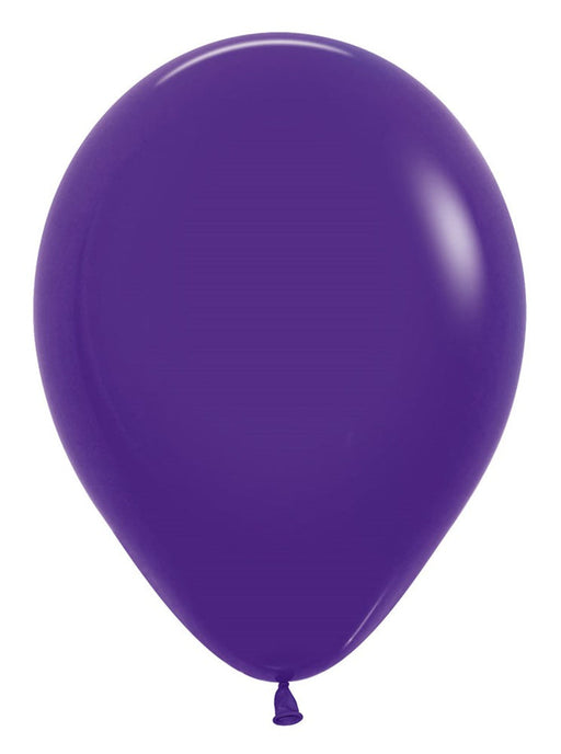 Single inflated 11-inch violet latex balloon