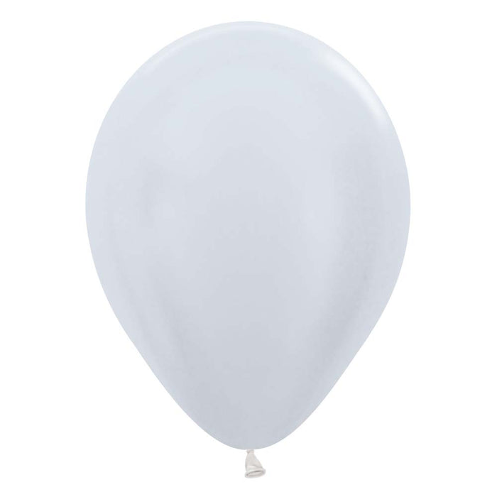 Single inflated 11-inch Pearl White color latex balloon