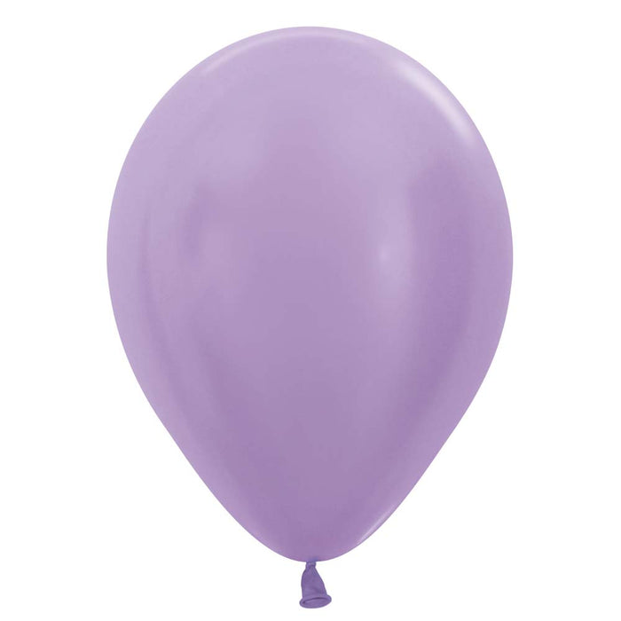 An inflated 11-inch Pearl Lilac Latex Balloon.