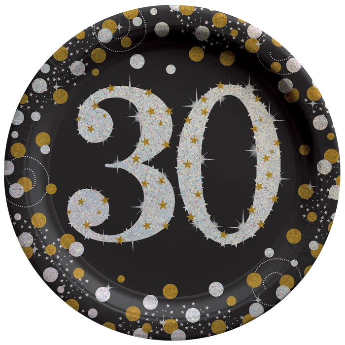 Sparkling Celebration "30" Round Plates, 7" | 8ct