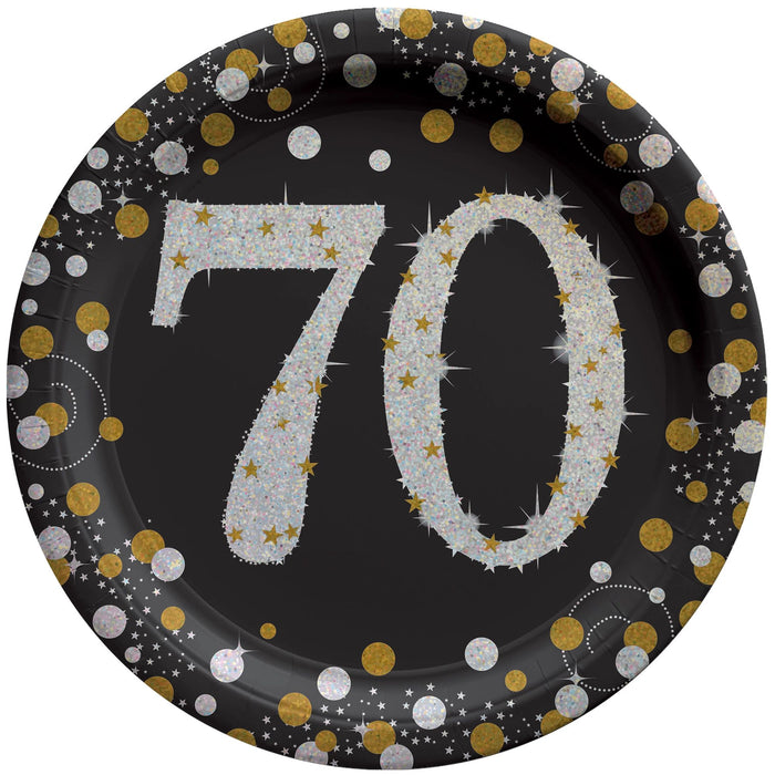 Sparkling Celebration "70" Round Plates, 7" | 8 ct